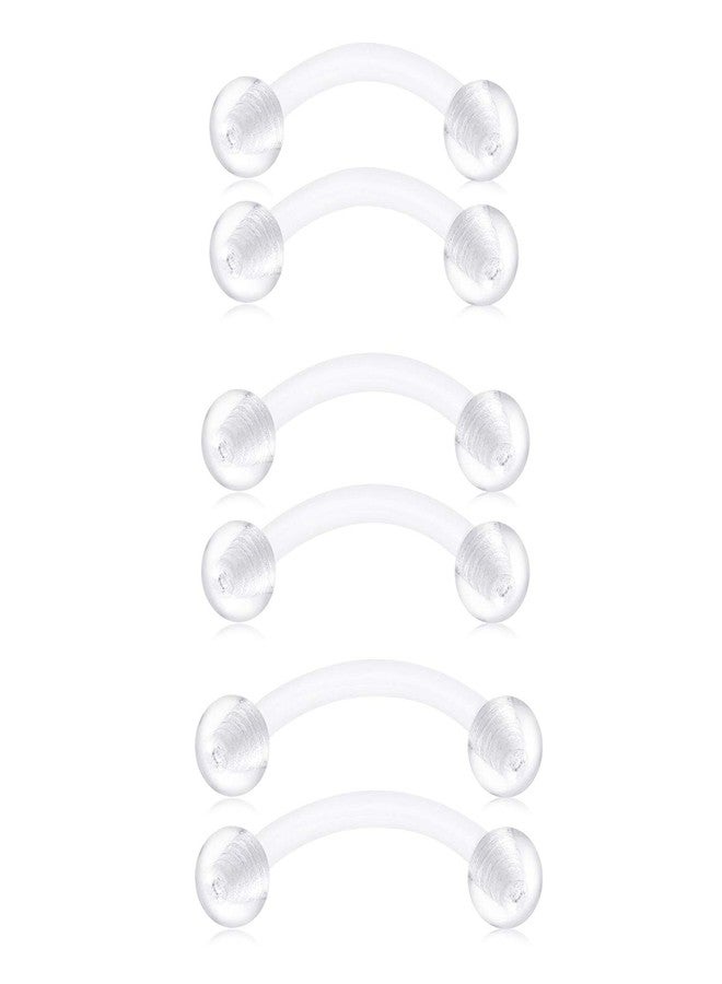 JFORYOU 9PCS Clear Bioflex Acrylic Curved Barbell Belly Button Rings Daith Rook Earrings Eyebrow Rings Snake Eyes Lip Tragus Ring Tongue Ring Conch Piercing Jewelry Retainers 14G 12/14/16 mm - Image 2